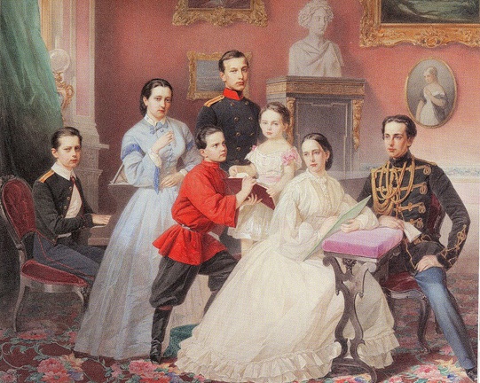 63 Групповой портрет детей Великой княгини Марии Николаевны. Ок. 1863