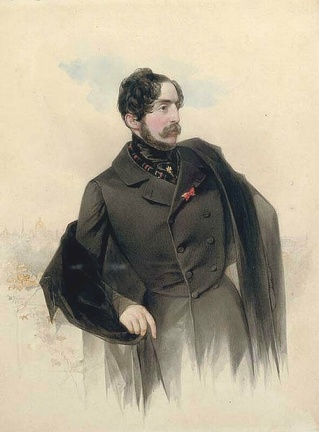 Портрет графа де ла Ferronnays с видом Санкт-Петербург