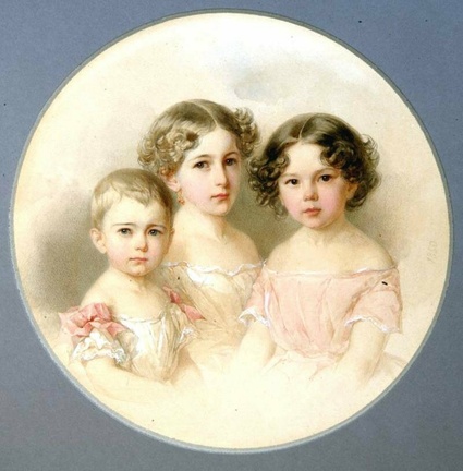 Портрет Марии, Ольги и Евгении Гау, дочерей художника. 1850 Яросл ХМ